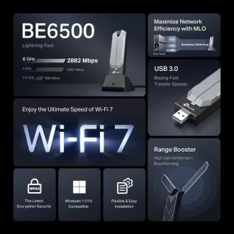TP-Link Archer TBE400UH WiFi7 USB-Adapter (BE6500, 2, 4GHz/5GHz/6GHz, USB3.0) TP-Link Archer TBE400UH WiFi7 USB-Adapter (BE6500, 2, 4GHz/5GHz/6GHz, USB3.0)