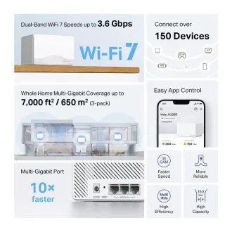 MERCUSYS Halo H25BE(3er-Pack) WiFi7 Mesh (BE3600, 2, 4GHz/5GHz, 3xGbELAN/WAN)
