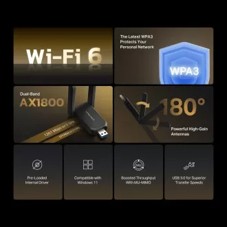 MERCUSYS MA72XH WiFi6 USB-Adapter (AX1800, 2, 4GHz/5GHz, USB3.0)