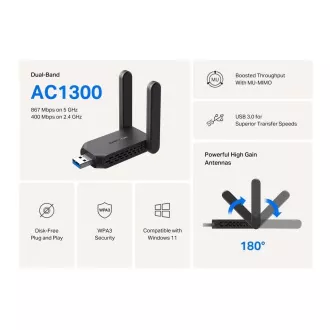 MERCUSYS MA32H WiFi5 USB-Adapter (AC1300, 2, 4GHz/5GHz, USB3.0)