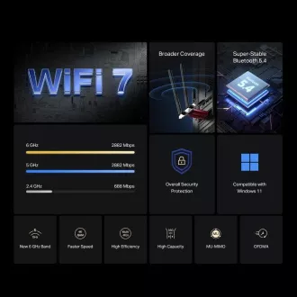 MERCUSYS MA37BE WiFi7 PCIe Adapter (BE6500, 2, 4GHz/5GHz/6GHz, Bluetooth5.4)