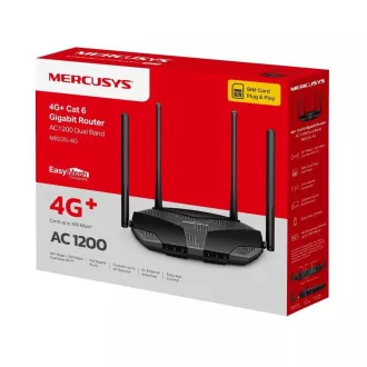 Mercusys MB235-4G WiFi5 EasyMesh Router (AC1200, 4G LTE Cat6, 2, 4GHz/5GHz, 1xGbE LAN/WAN, 3xGbE LAN, 1xnanoSIM)