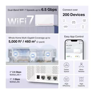 MERCUSYS Halo H37BE(2er-Pack) WiFi7 Mesh (BE6500, 2, 4GHz/5GHz, 2x2, 5GbELAN/WAN, 1xGbELAN/WAN) MERCUSYS Halo H37BE(2er-Pack) WiFi7 Mesh (BE6500, 2, 4GHz/5GHz, 2x2, 5GbELAN/WAN, 1xGbELAN/WAN)
