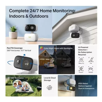TP-Link Tapo C236 Außen-/Außenkamera (5MP, 3K 1620p, IR 20m, WiFi, micro SD-Karte) TP-Link Tapo C236 Außen-/Außenkamera (5MP, 3K 1620p, IR 20m, WiFi, micro SD-Karte)