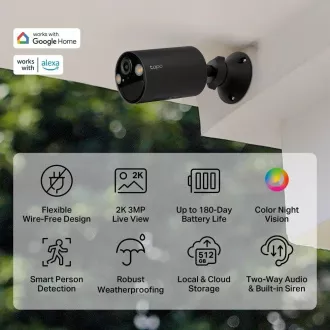 TP-Link Tapo C411 Außenkamera (3MP, 2K QHD, 1296p, IR 9m, WiFi, micro SD Karte, IP65) TP-Link Tapo C411 Außenkamera (3MP, 2K QHD, 1296p, IR 9m, WiFi, micro SD Karte, IP65)
