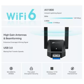 TP-Link Archer TX30U Plus WiFi6 USB-Adapter (AX1800, 2, 4GHz/5GHz, USB3.0)
