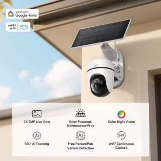 TP-Link Tapo C630 KIT Außenkamera, Solarpanel (5MP, 3K, 1620p, IR 16m, WiFi, micro SD Karte, IP65) TP-Link Tapo C630 KIT Außenkamera, Solarpanel (5MP, 3K, 1620p, IR 16m, WiFi, micro SD Karte, IP65)