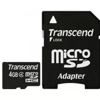 TRANSCEND MicroSDHC-Karte 4GB Klasse 4 + Adapter