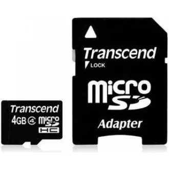 TRANSCEND MicroSDHC-Karte 4GB Klasse 4 + Adapter