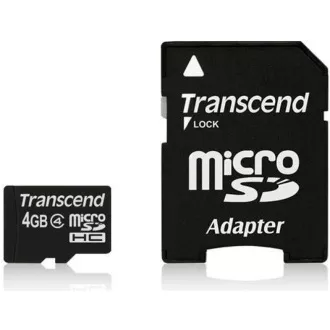 TRANSCEND MicroSDHC-Karte 4GB Klasse 4 + Adapter