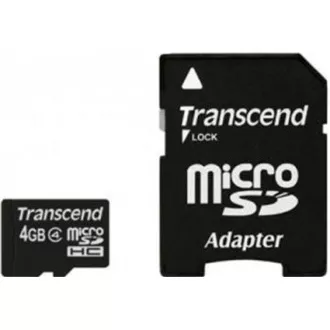 TRANSCEND MicroSDHC-Karte 4GB Klasse 4 + Adapter
