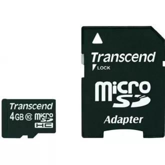 TRANSCEND MicroSDHC-Karte 4GB Klasse 10 + Adapter