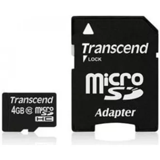 TRANSCEND MicroSDHC-Karte 4GB Klasse 10 + Adapter