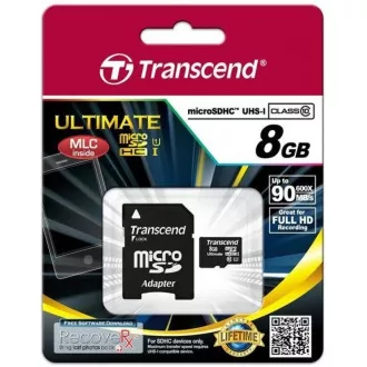TRANSCEND MicroSDHC-Karte 8GB Klasse 10+ Adapter TRANSCEND MicroSDHC-Karte 8GB Klasse 10+ Adapter