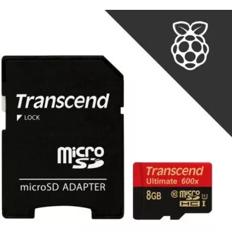 TRANSCEND MicroSDHC-Karte 8GB Ultimate, Klasse 10 UHS-I 600x, MLC + Adapter
