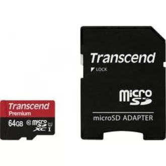 TRANSCEND MicroSDXC-Karte 64GB Premium, Klasse 10 UHS-I 400x (R: 85 / B: 35 MB / s) + Adapter