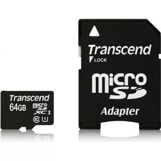 TRANSCEND MicroSDXC-Karte 64GB Premium, Klasse 10 UHS-I 400x (R: 85 / B: 35 MB / s) + Adapter