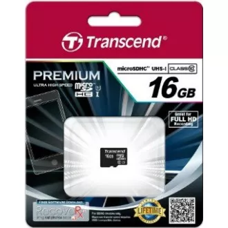 TRANSCEND MicroSDHC-Karte 16GB Premium, Klasse 10 UHS-I 300x, ohne Adapter