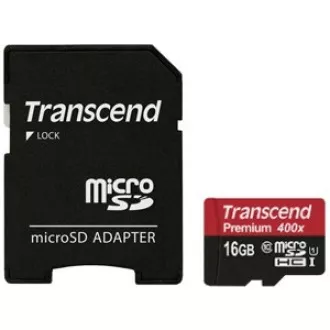 TRANSCEND MicroSDHC-Karte 16GB Premium, Klasse 10 UHS-I 300x + Adapter