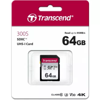TRANSCEND SDXC-Karte 64GB 300S, UHS-I U3 V30 (R: 95 / B: 45 MB/s)
