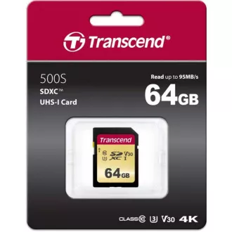TRANSCEND SDXC-Karte 64GB 500S, UHS-I U3 V30 (R: 95 / B: 60 MB/s) TRANSCEND SDXC-Karte 64GB 500S, UHS-I U3 V30 (R: 95 / B: 60 MB/s)