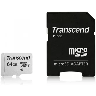 TRANSCEND MicroSDXC-Karte 64GB 300S, UHS-I U1 + Adapter