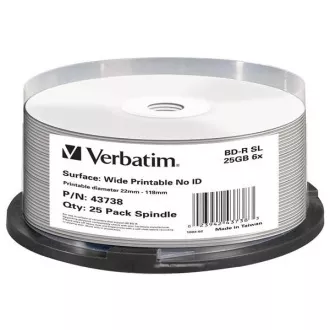 VERBATIM BD-R (25er-Pack) Blu-Ray / Spindel / 6x / 25GB / Bedruckbar / Keine ID VERBATIM BD-R (25er-Pack) Blu-Ray / Spindel / 6x / 25GB / Bedruckbar / Keine ID