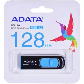 ADATA Flash Disk 128GB UV128, USB 3.1 Dash Drive (R: 90 / B: 40 MB/s) schwarz / blau