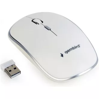 GEMBIRD Maus MUSW-4B-01, weiß, kabellos, USB-Nano-Empfänger