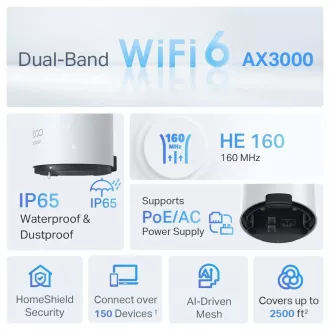 TP-Link Deco X50-Outdoor (1-Pack) WiFi6 Mesh (AX3000, 2, 4GHz/5GHz, 2xGbELAN/WAN)