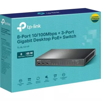 TP-Link CCTV-Switch TL-SL1311P (8x100Mbps, 2xGbE, 1xSFP, 8xPoE , 65W, lüfterlos) TP-Link CCTV-Switch TL-SL1311P (8x100Mbps, 2xGbE, 1xSFP, 8xPoE , 65W, lüfterlos)