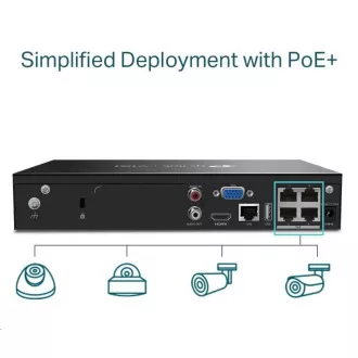 TP-Link VIGI NVR1004H-4P, Videorekorder, 4 Kanäle, 4xPoE, 1xSATA, 1x100Mb/s LAN, 2xUSB2.0, 1xHDMI, 1xVGA TP-Link VIGI NVR1004H-4P, Videorekorder, 4 Kanäle, 4xPoE, 1xSATA, 1x100Mb/s LAN, 2xUSB2.0, 1xHDMI, 1xVGA