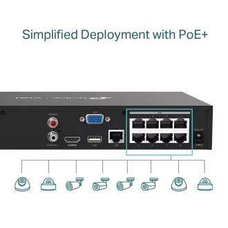 TP-Link VIGI NVR1008H-8P, Videorekorder, 8 Kanäle, 8xPoE, 1x100Mb/s LAN, 1xVGA, 1xHDMI, 2xUSB2.0 TP-Link VIGI NVR1008H-8P, Videorekorder, 8 Kanäle, 8xPoE, 1x100Mb/s LAN, 1xVGA, 1xHDMI, 2xUSB2.0
