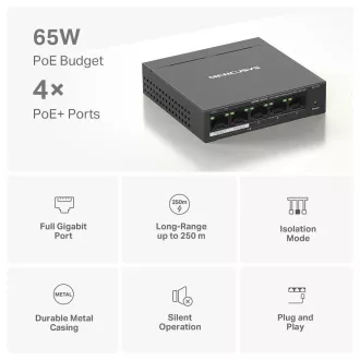 MERCUSYS Switch MS105GP (5xGbE, 4xPoE , 65W, lüfterlos) MERCUSYS Switch MS105GP (5xGbE, 4xPoE , 65W, lüfterlos)