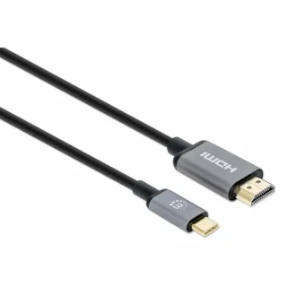 Manhattan USB-C auf HDMI Kabel, USB-C Stecker auf HDMI Stecker, 2m, schwarz