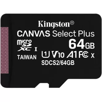 Kingston 64-GB-MikrofonSDXC Canvas Select Plus 100R A1 C10-Karte + SD-Adapter Kingston 64-GB-MikrofonSDXC Canvas Select Plus 100R A1 C10-Karte + SD-Adapter
