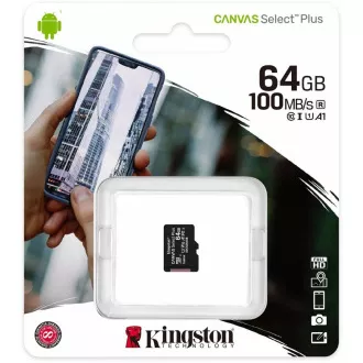 Kingston 64-GB-MikrofonSDXC Canvas Select Plus 100R A1 C10-Karte + SD-Adapter Kingston 64-GB-MikrofonSDXC Canvas Select Plus 100R A1 C10-Karte + SD-Adapter
