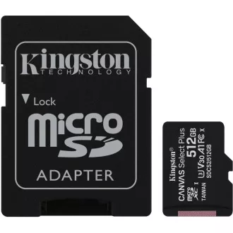 Kingston 512 GB Mikrofon SDXC Canvas Select Plus 100R A1 C10 Karte + SD-Adapter