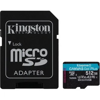 Kingston MicroSDXC-Karte 512GB Canvas Go! Plus, R:170/W:90MB/s, Klasse 10, UHS-I, U3, V30, A2 Adapter - Gebraucht Kingston MicroSDXC-Karte 512GB Canvas Go! Plus, R:170/W:90MB/s, Klasse 10, UHS-I, U3, V30, A2 Adapter - Gebraucht