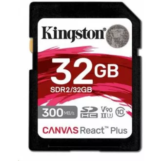 Kingston 32GB Canvas React Plus SDHC UHS-II 300R/260W U3 V90 für Full HD/4K/8K