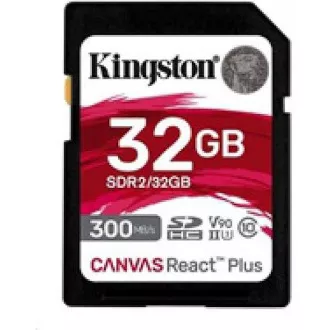 Kingston 32GB Canvas React Plus SDHC UHS-II 300R/260W U3 V90 für Full HD/4K/8K