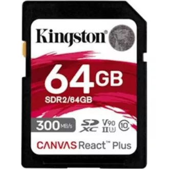 Kingston 64GB Canvas React Plus SDHC UHS-II 300R/260W U3 V90 für Full HD/4K/8K
