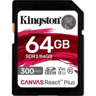 Kingston 64GB Canvas React Plus SDHC UHS-II 300R/260W U3 V90 für Full HD/4K/8K