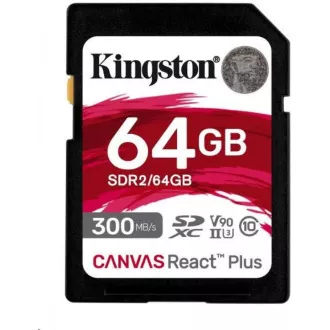 Kingston 64GB Canvas React Plus SDHC UHS-II 300R/260W U3 V90 für Full HD/4K/8K