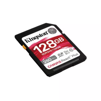 Kingston SDXC 128GB Canvas React Plus, UHS-II, U3, V60, R:280/W:100MB/s Kingston SDXC 128GB Canvas React Plus, UHS-II, U3, V60, R:280/W:100MB/s
