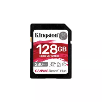 Kingston SDXC 128GB Canvas React Plus, UHS-II, U3, V60, R:280/W:100MB/s Kingston SDXC 128GB Canvas React Plus, UHS-II, U3, V60, R:280/W:100MB/s