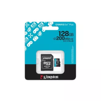 Kingston MicroSDXC 128GB Canvas Go! Plus, R:200/W:160MB/s, Klasse 10, UHS-I, U3, V30, A2   Adapter