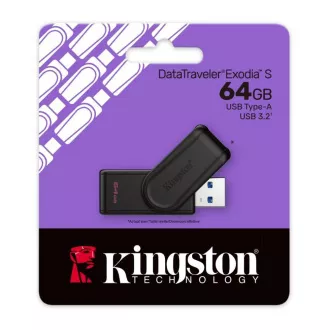 Kingston Flash Drive 64GB USB3.2 Gen 1 DataTraveler Exodia S (Schwarz)