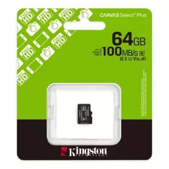 Kingston MicroSDXC 64GB Canvas Select Plus, U1, V10, A1