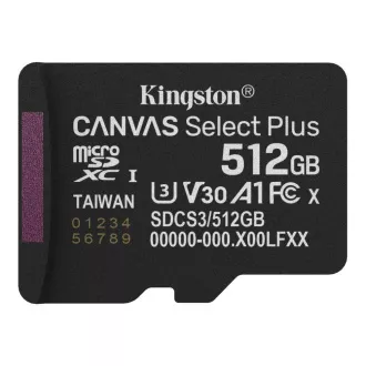 Kingston MicroSDXC 512GB Canvas Select Plus, U3, V30, A1